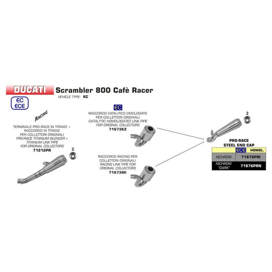 Arrow Ducati Scrambler 800 Pro-Race Stainless with Steel End Cap Silencer