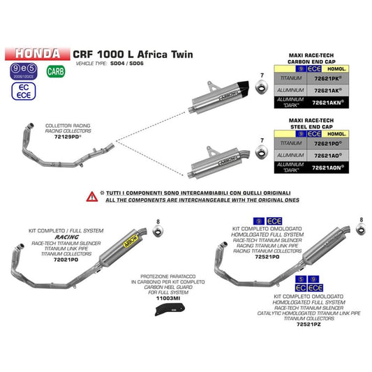 Arrow Honda CRF1000L Maxi Race-Tech Aluminium Dark with Steel End Cap Silencer