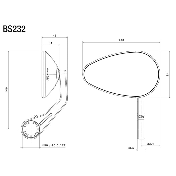 Rizoma Reverse Radial Thunder Grey Mirror