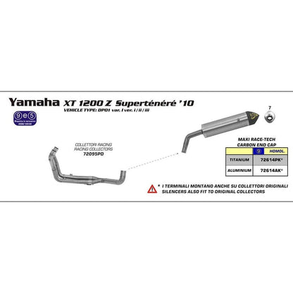 Arrow Yamaha XT1200Z Super Tenere Race-Tech Aluminium Silver with Carbon End Cap Silencer