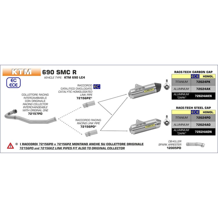 Arrow KTM 690 Enduro R/SMC R Race-Tech Titanium with Carbon End Cap Silencer