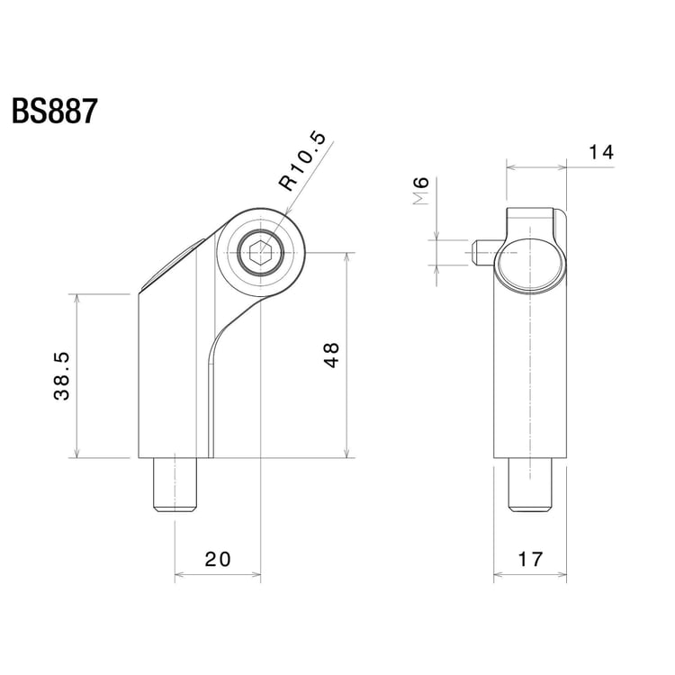 Rizoma BS887B Single Mirror Adapter