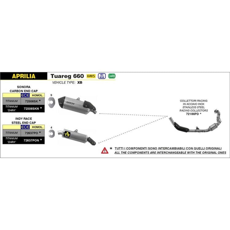 Arrow Aprilia Tuareg 660 2022 Indy Race Titanium Dark with Steel End Tube Silencer