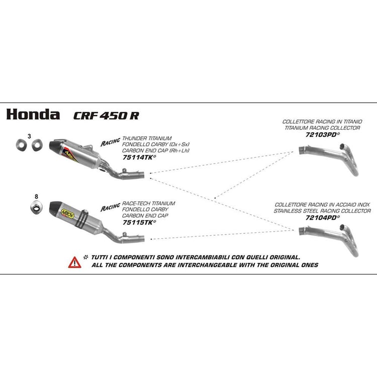 Arrow Honda CRF450R Competition Stainless Collector