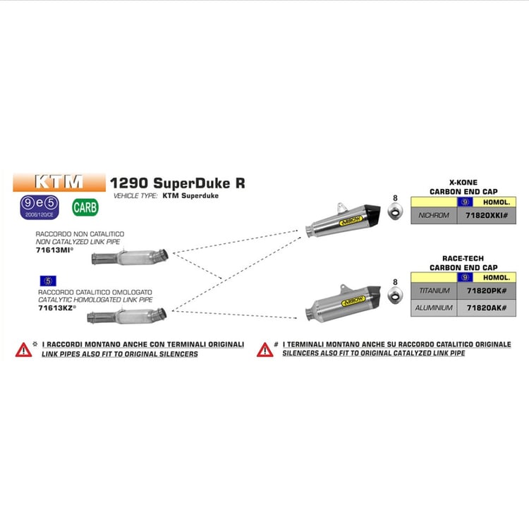 Arrow KTM 1290 SuperDuke R/GT Race-Tech Aluminium Dark with Carbon End Cap Silencer