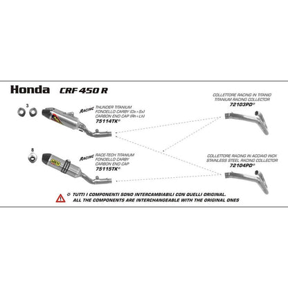 Arrow Honda CRF450R with Carbon End Cap Thunder Titanium Silencer