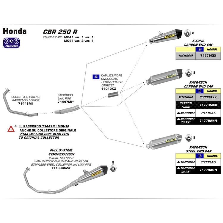 Arrow Honda CBR 250R Stainless Link Pipe