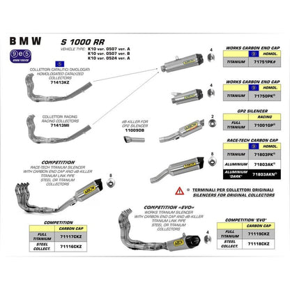 Arrow BMW S 1000 RR Race-Tech Aluminium Silver with Carbon End Cap Silencer