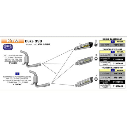 Arrow KTM Duke 390/RC 390 Thunder Aluminium Dark with Carbon End Cap Silencer