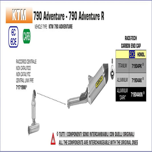 Arrow KTM 790/890 Adventure Race-Tech Titanium with Carbon End Cap Silencer