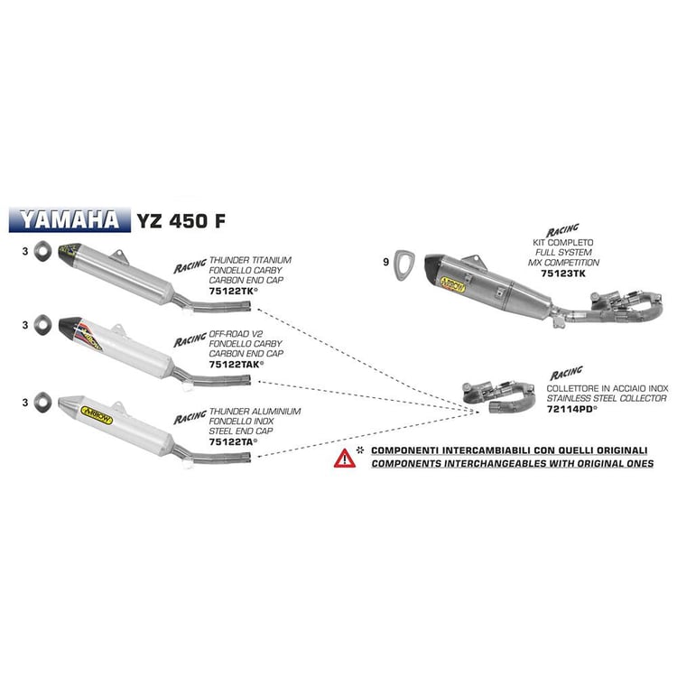 Arrow Yamaha YZ450F Racing Stainless Collectors