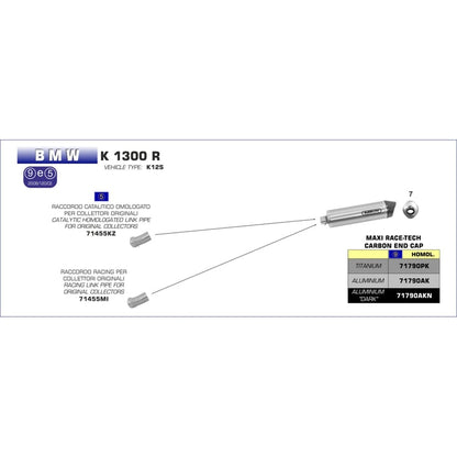 Arrow BMW K1300R Maxi Race-Tech Aluminium Dark with Carbon End Cap Silencer