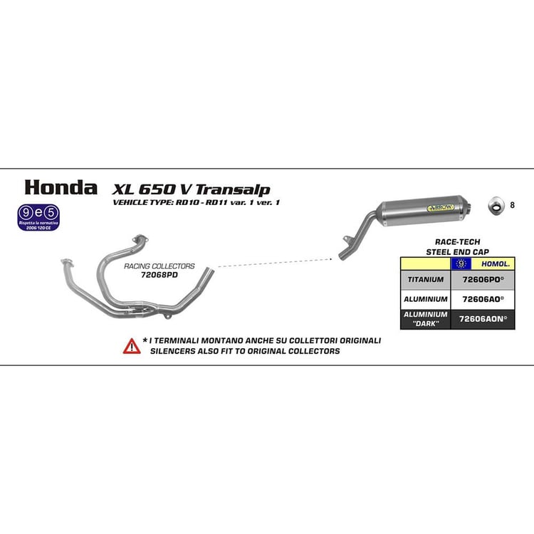 Arrow Honda XL650V Homologated Aluminium Slip On Exhaust