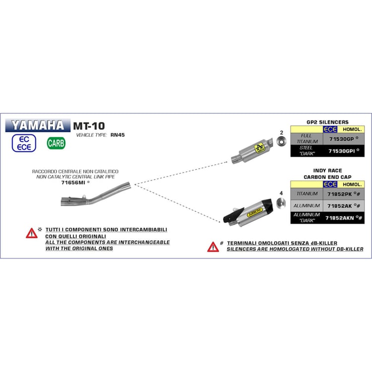 Arrow Yamaha Indy-Race Aluminium Dark with Carbon End Cap Silencer
