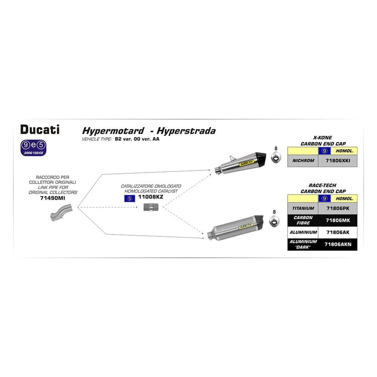 Arrow Ducati Hypermotard/Hyperstrada Race-Tech Titanium with Carbon End Cap Silencer